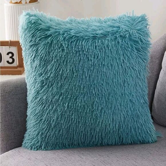 Blue Fuzzy Pillow Cover - Picture 2 of 2